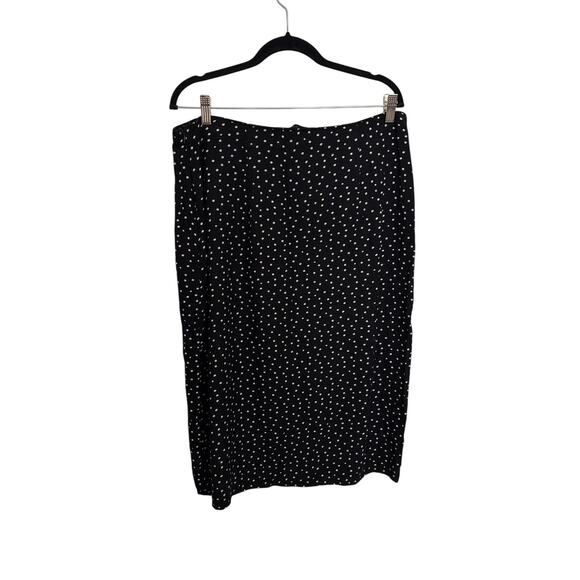 Abercrombie & Fitch Skirt Womens XL Polka Dot Midi Slip Black White Side Slit - Picture 2 of 5